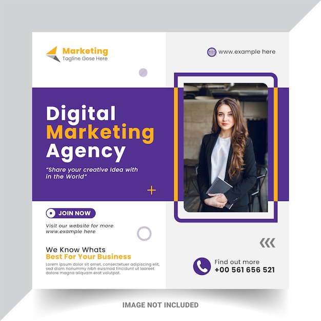 Agência de marketing digital vetorial e modelo de postagem de mídia social corporativa