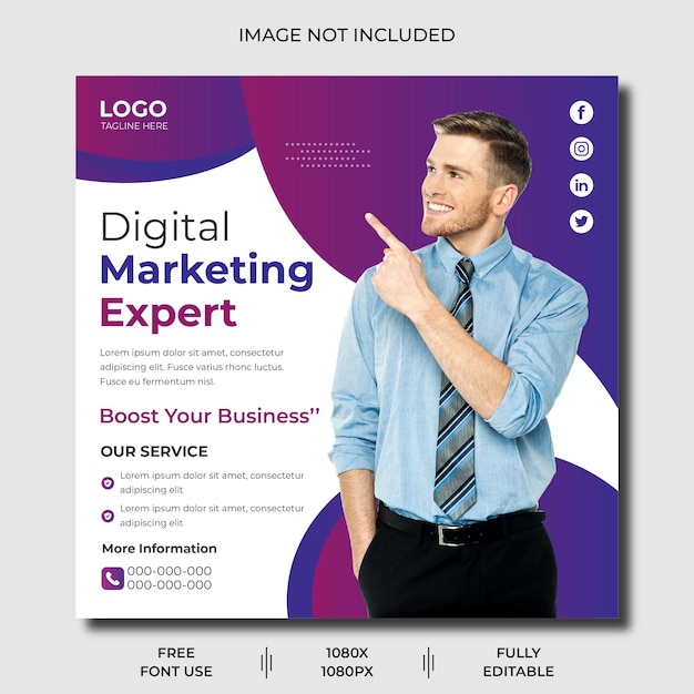 agência de marketing e modelo de design de postagem de mídia social corporativa