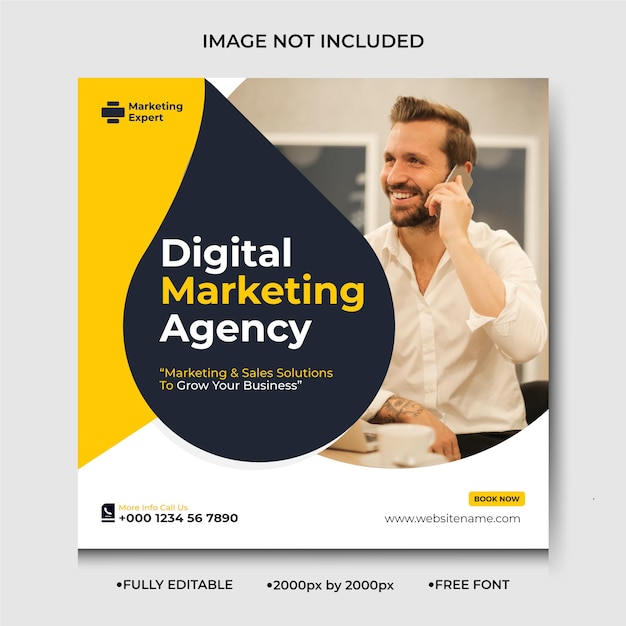 agência de negócios e marketing flyer corporativo quadrado instagram banner de postagem de mídia social
