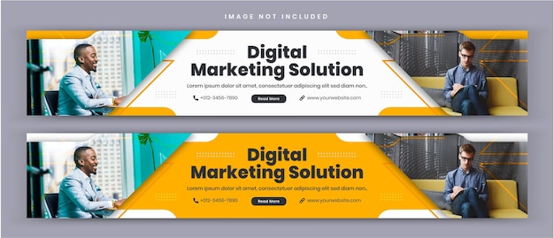 Agência de soluções de marketing digital e banner de capa do perfil do linkedin de negócios simples corporativos