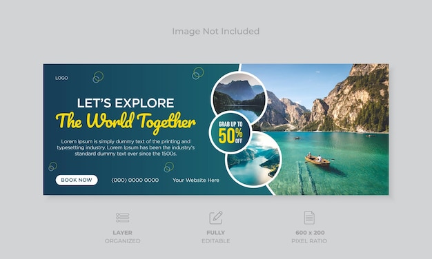 Agência de turismo de viagens banner de mídia social foto de capa do Facebook modelo de design para marketing