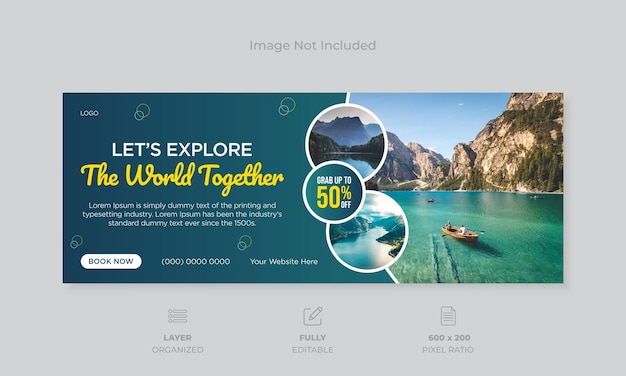Vetor agência de turismo de viagens banner de mídia social foto de capa do facebook modelo de design para marketing