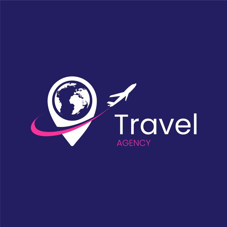 Vetor agência de viagens com design de logotipo de avião