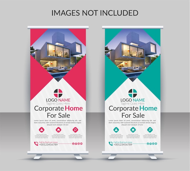 Agência imobiliária criativa roll up design de banner