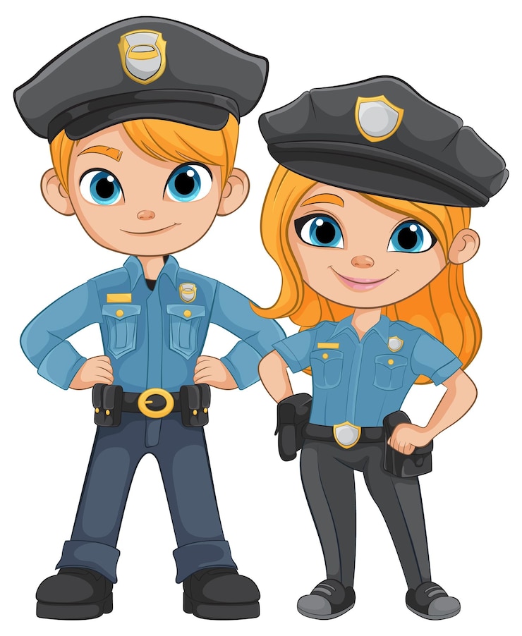Vetor agentes de polícia de desenho animado unidos