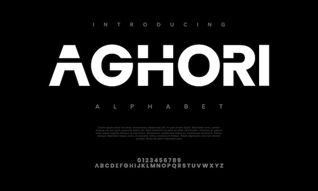 Aghori fonte criativa de alfabeto urbano moderno abstrato muçulmano digital moda futurista esporte simples
