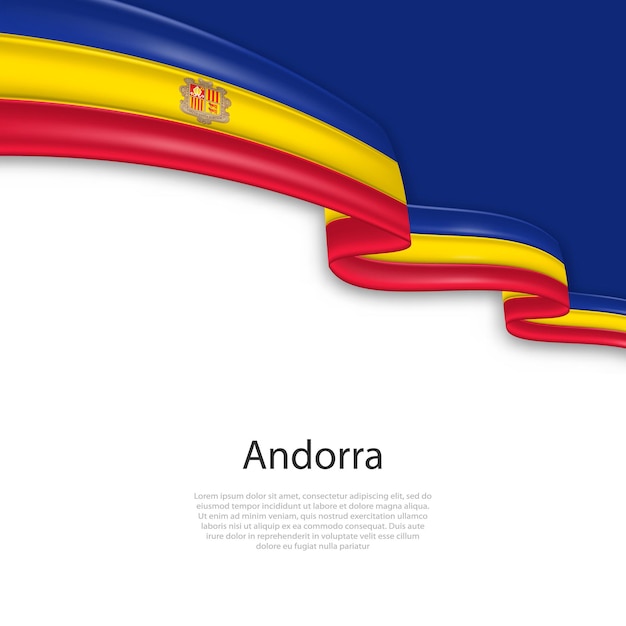 Vetor agitando a fita com a bandeira de andorra