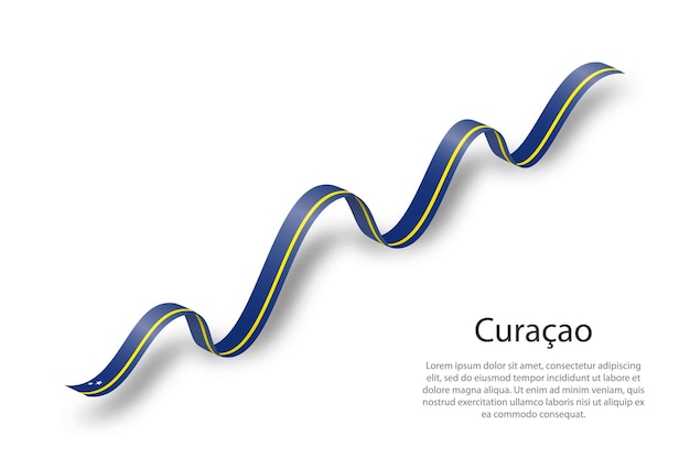 Agitando a fita ou banner com bandeira de curaçao