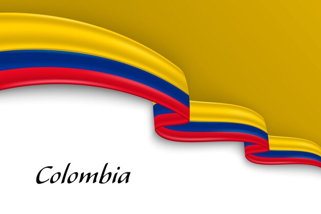 Agitando uma fita com a bandeira da Colômbia