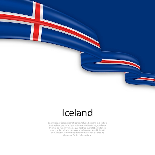 Agitando uma fita com a bandeira da islândia
