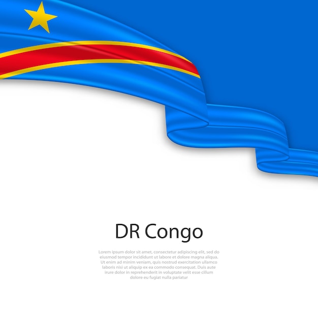 Vetor agitando uma fita com a bandeira da república democrática do congo