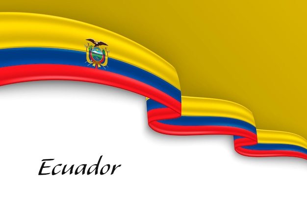 Agitando uma fita com a bandeira do Equador