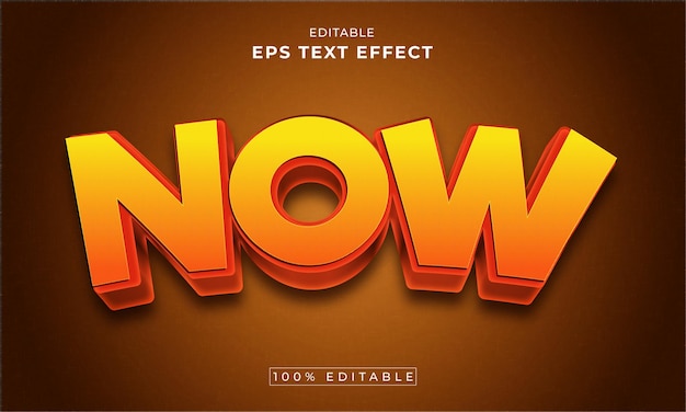 Agora, vetor premium com efeito de texto 3D editável