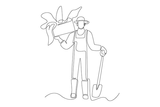 Nica Linha Contínua De Desenho Jovem Agricultor Masculino Dirigir Um Trator  Para Arar Os Campos. Comece Um Novo Período De Plantio. Conceito De  Minimalismo Agrícola. Uma Linha Dinâmica Desenhar Ilustração Vetorial De