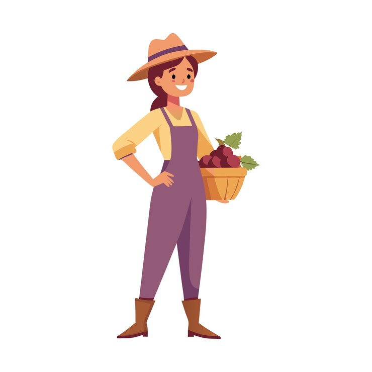 Agricultor sorridente segurando um cesto de uvas frescas