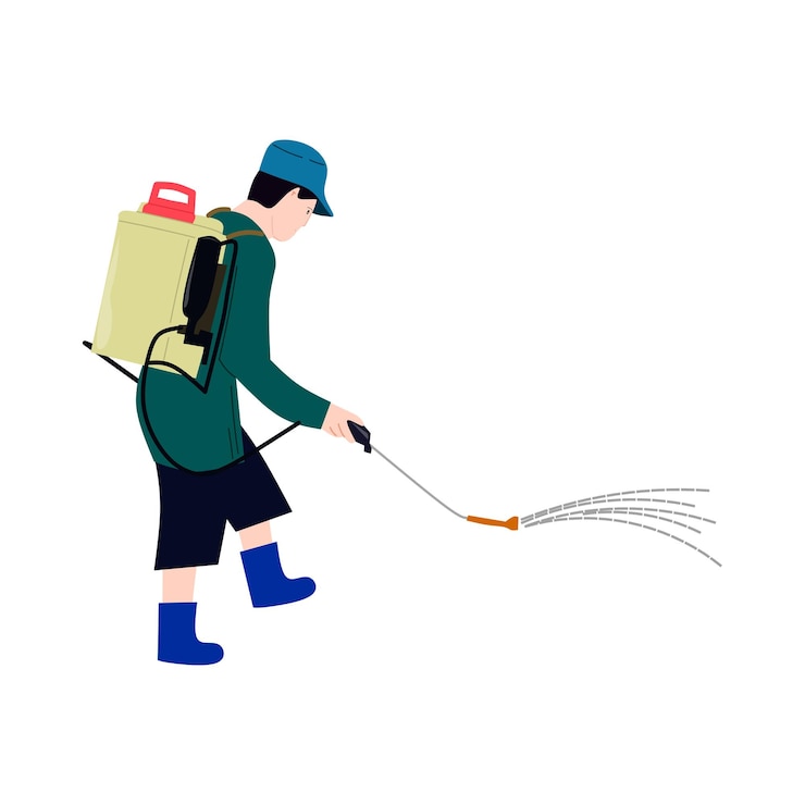 Vetor agricultores pulverizando colheitas clipart