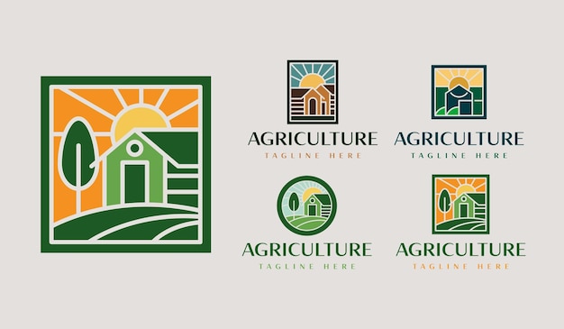 Agricultura farmhouse logo set símbolo premium criativo universal modelo de logotipo de ícone de sinal vetorial ilustração vetorial