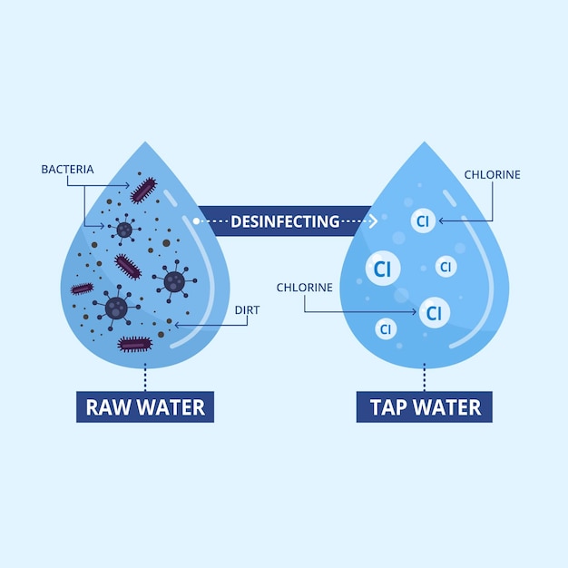 Água bruta desinfetada com cloro
