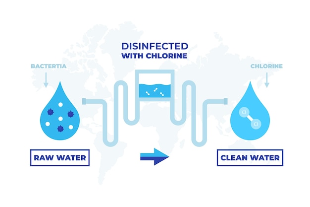 Vetor Água bruta desinfetada com cloro