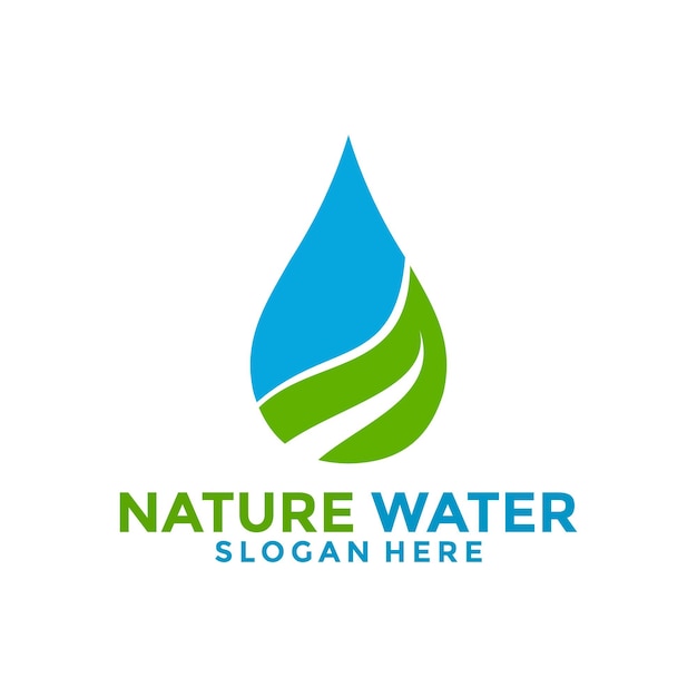 Água com design de logotipo Leaf vetor Nature Water Drop Ícone do logotipo