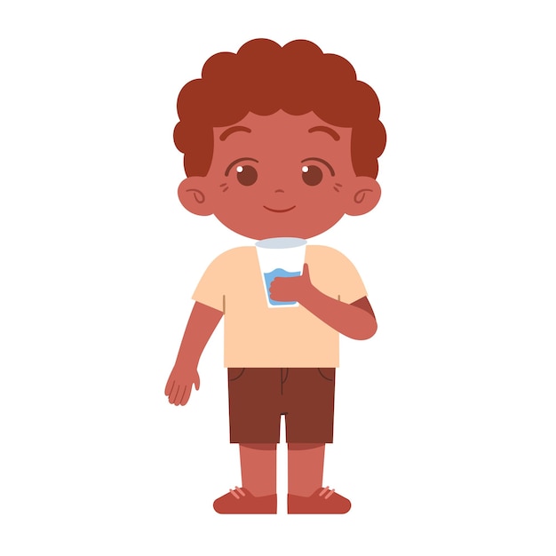 Água potável de menino. ilustração de uniforme para crianças do ensino fundamental