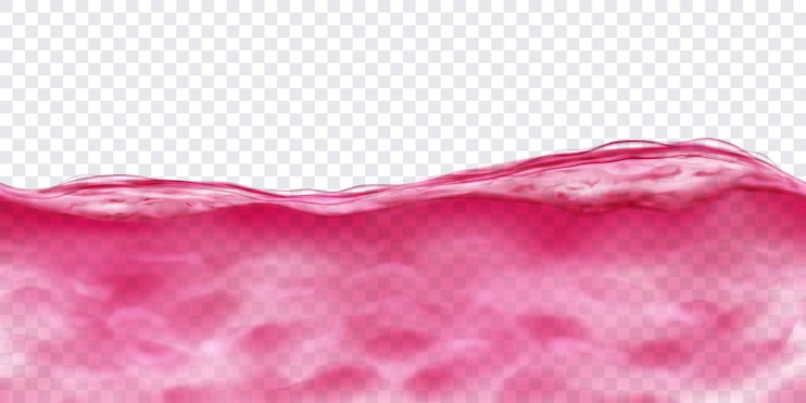 Vetor água translúcida em cores vermelhas com ondulação cáustica com repetição horizontal perfeita, isolada em fundo transparente. transparência apenas em arquivo vetorial