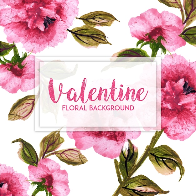 Aguarela valentine floral background