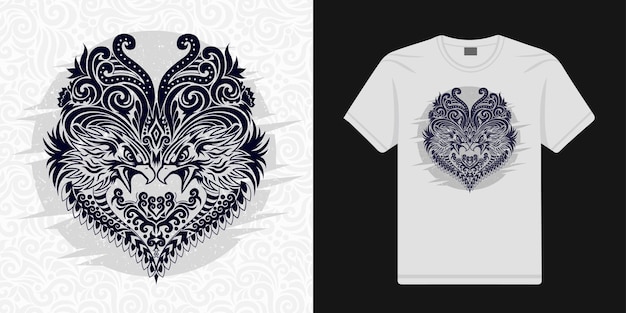Águia estilizada floral em vetor étnico pode ser usada em camisetas