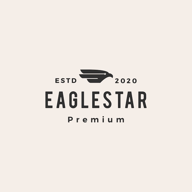 Águia falcão pássaro estrela hipster logotipo vintage icon ilustração