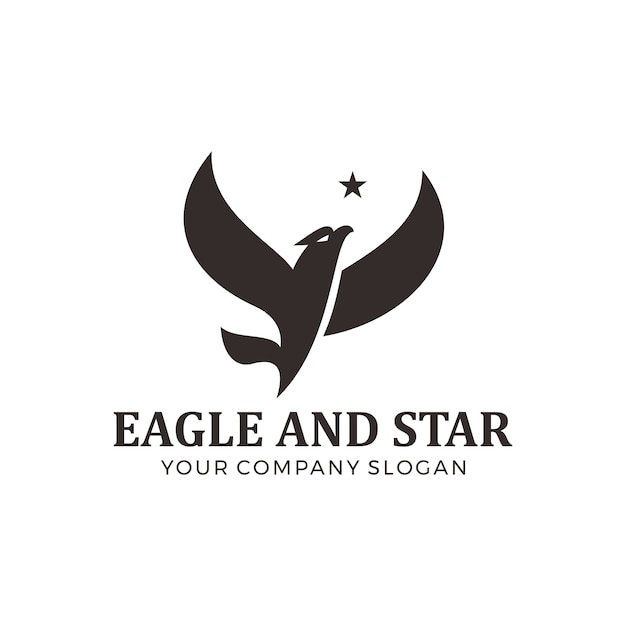 Águia voadora com design de logotipo estrela