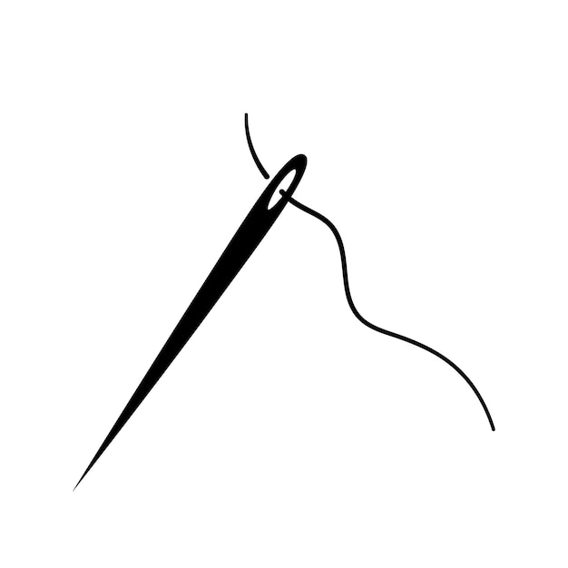 Vetor agulha de costura com linha conceito de costura e bordado agulha de alfaiate em estilo de linha doodle