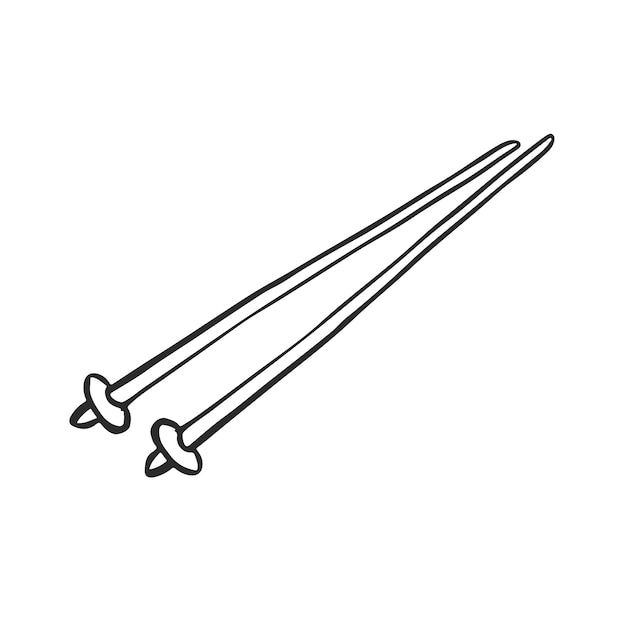 Vetor agulhas de tricô em ilustração vetorial de linha