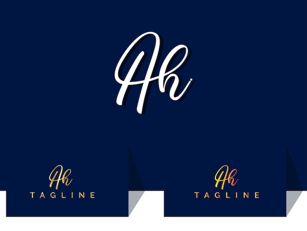 Vetor ah logo assinatura ah logo design assinatura manuscrita script fonte criativo luxo ah