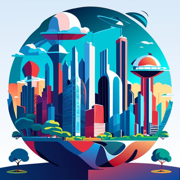 Vetor ai cidade globo sem ilustração vetorial de oxigênio