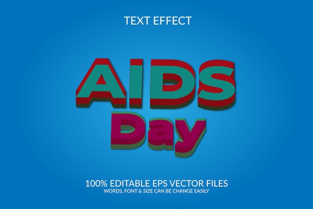 Aids day 3d totalmente editável modelo de ilustração de efeito de texto de vetor eps