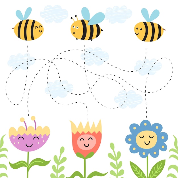 Ajude as abelhas a encontrar o caminho para as flores