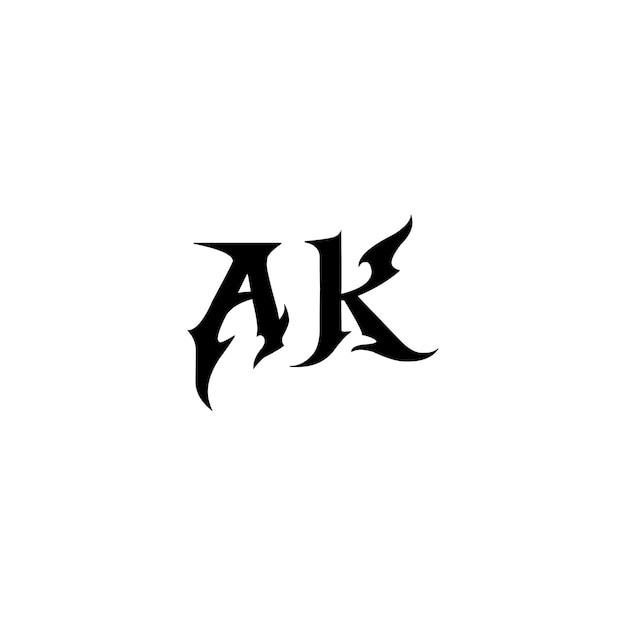 Vetor ak monogram logo design letra texto nome símbolo logotipo monocromático alfabeto caractere logotipo simples