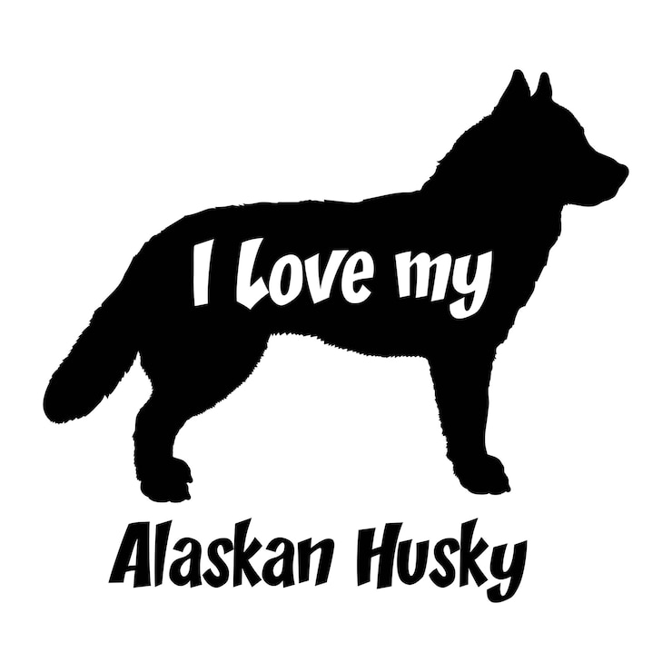 Vetor alaskan husky eu amo meu cão silhueta de cão raças de cão logotipo de cão monograma vetor