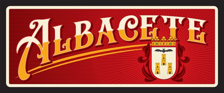 Vetor albacete sinal de lata de adesivo de viagem da cidade espanhola