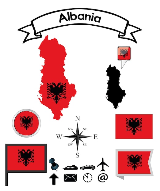 Vetor albânia definir coleção de bandeiras oficiais