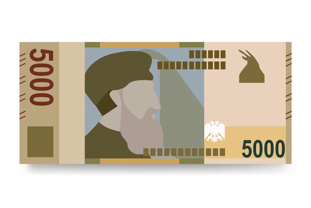 Vetor albanian lek vector illustration conjunto de dinheiro da albânia notas de pacote dinheiro de papel 5000 all