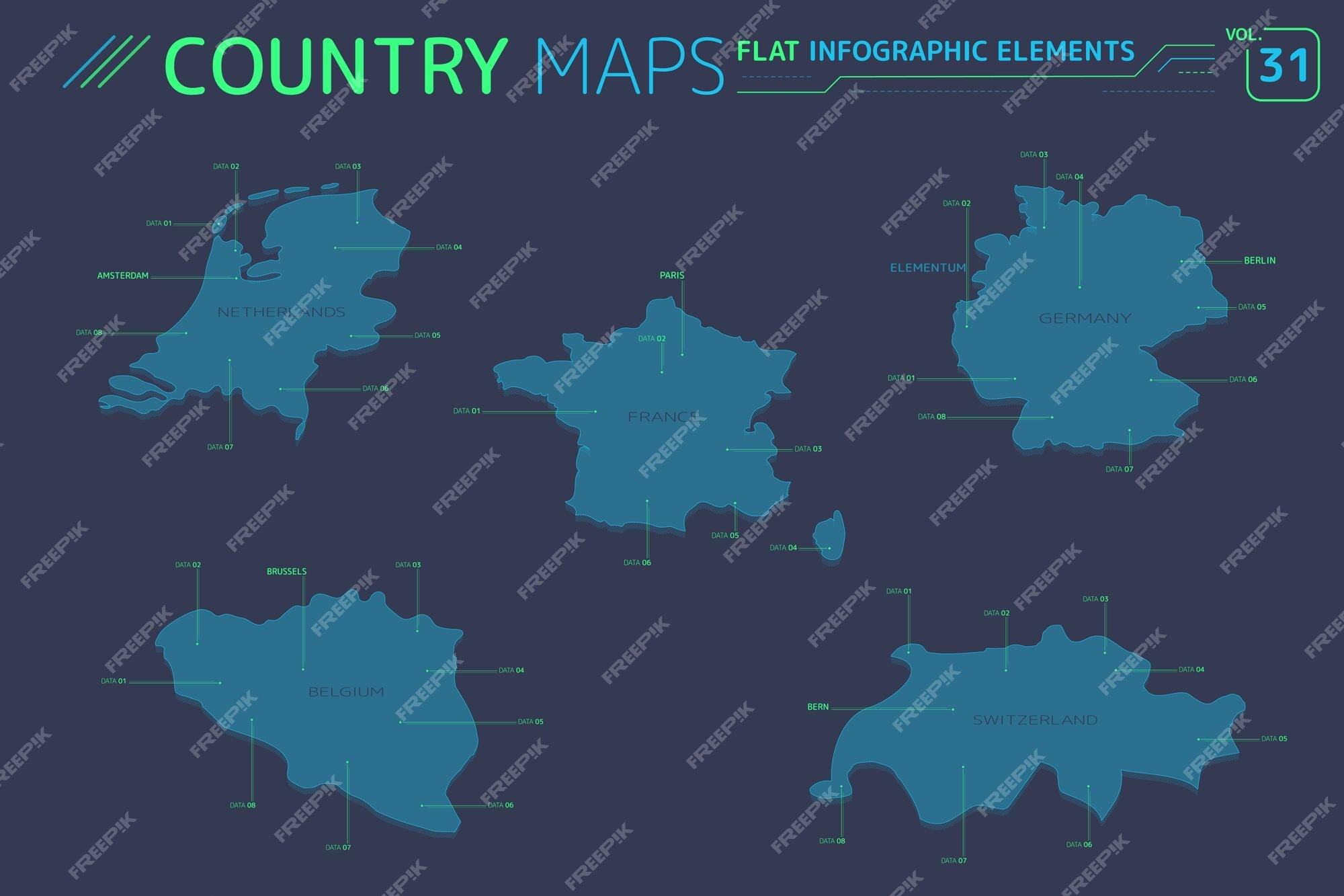 Mapa da França, Alemanha, Bélgica, Holanda, Luxembur