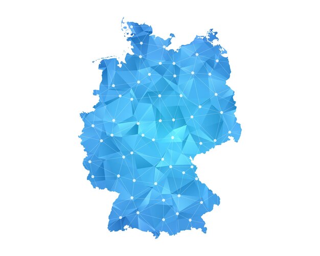Alemanha mapa linha pontilha geométrica abstrata poligonal.