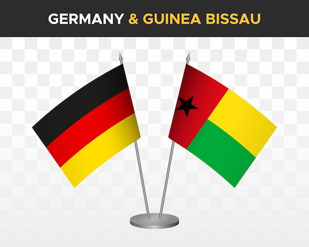 Alemanha vs guiné bissau maquete de bandeiras de mesa isolada ilustração vetorial 3d bandeiras de mesa deutsche