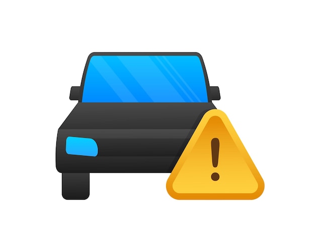 Alerta e cuidado do carro e do sinal de aviso ilustração do estoque do vetor