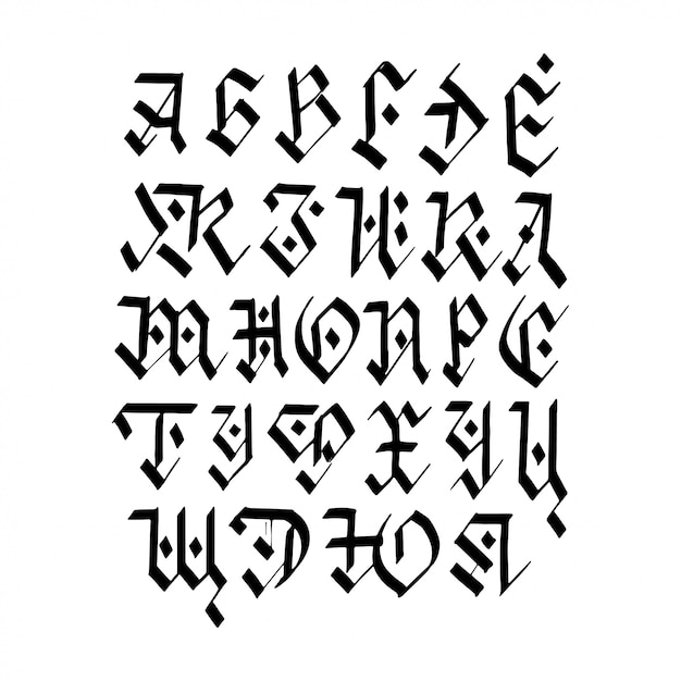Vetor alfabeto cirílico de caligrafia.