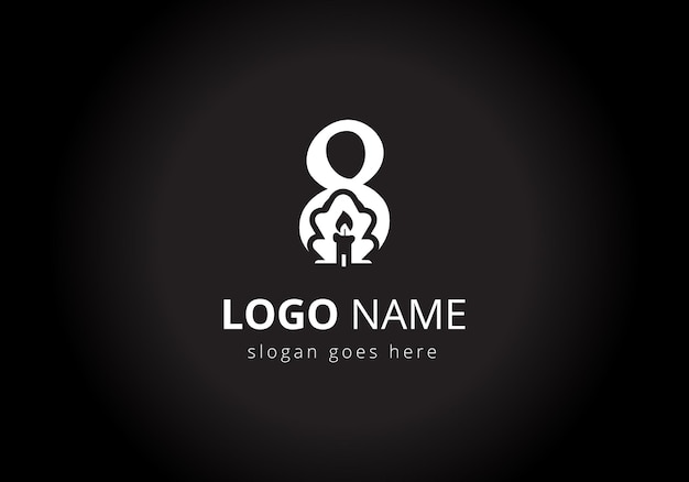 Alfabeto de 8 letras com monograma Com vela Modelo de design vetorial do logotipo