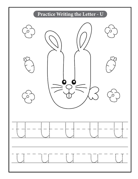 Vetor alfabeto de coelho para colorir para crianças