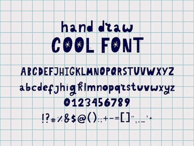 Alfabeto de doodle de fonte desenhada à mão