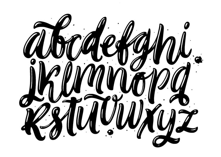 Vetor alfabeto de fonte personalizada letras e tipografia vetoriais artesanais